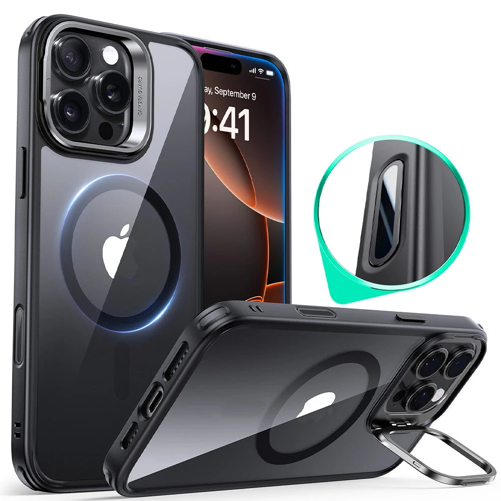 iPhone 16 Pro Max HaloLock Classic Hybrid Case (Camera Control, Stash Stand) - Clear Black ESR ESR